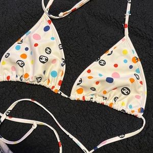 Chanel polka dot bikini top